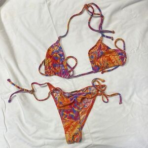 Billabong Orange and Purple String Bikini